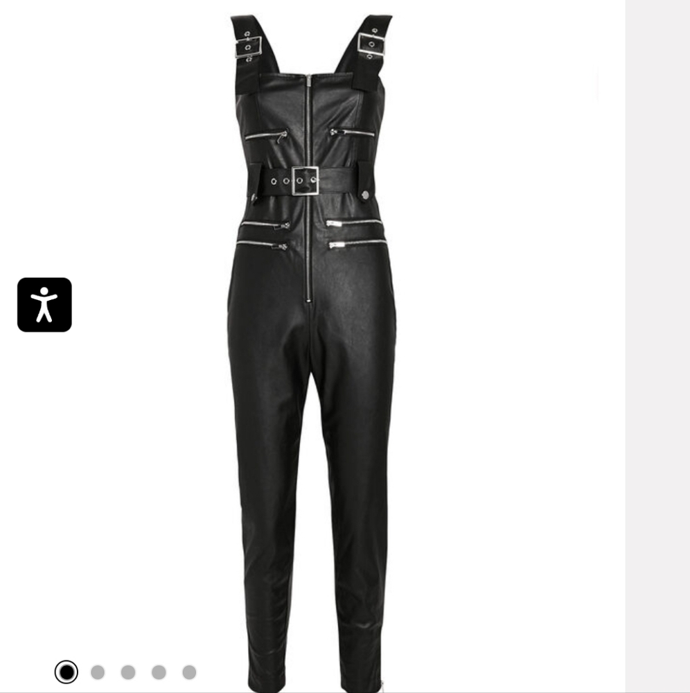 WE WORE WHAT Moto Overalls vegan leather jumpsuit